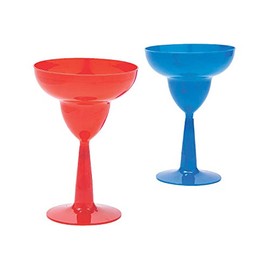 Fun Express Patriotic Red And Blue Margarita Glasses For Fourth of July (Set of 12)
