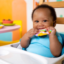 Bright Starts Soothing Soft Serve Silicone Teether, Easy-Grasp Ice Cream Cone, BPA Free, Unisex, 3 Months+