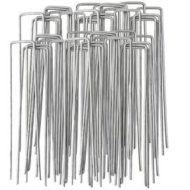 Landscape Staples 50 Pack 6 Inch Galvanized Steel Garden Stakes Sod Pins Heavy Duty Securing Pegs Anti-Rust Stakes for Securing Weed Fabric Landscape Fabric Ground Sheets Fleece, Christmas Decoration