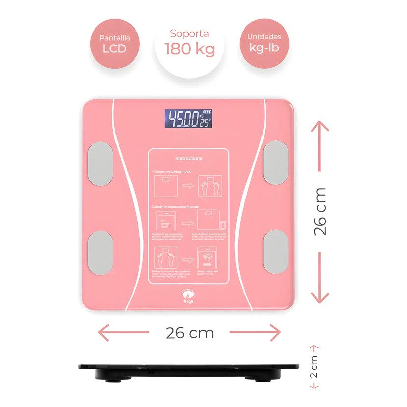 Báscula Electrónica Bluetooth Digital Inteligente De Baño Color Rosa