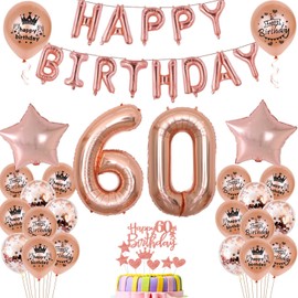 Balloons 60th Birthday Decoration Woman Rose Gold 60th Birthday Party Decoration Set 60th Birthday Decoration Women 60th Birthday Woman Decoration Rose Gold 60th Birthday Woman Foil Balloons 60 Rose
