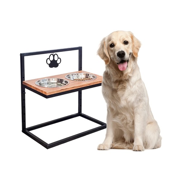 Capinal Elevated Dog Bowls Stand with 5 Adjustable Heights -