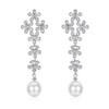 DAISY PEARL WHITE CZ SILVER DANGLE CHANDELIER EARRINGS STUD WEDDING