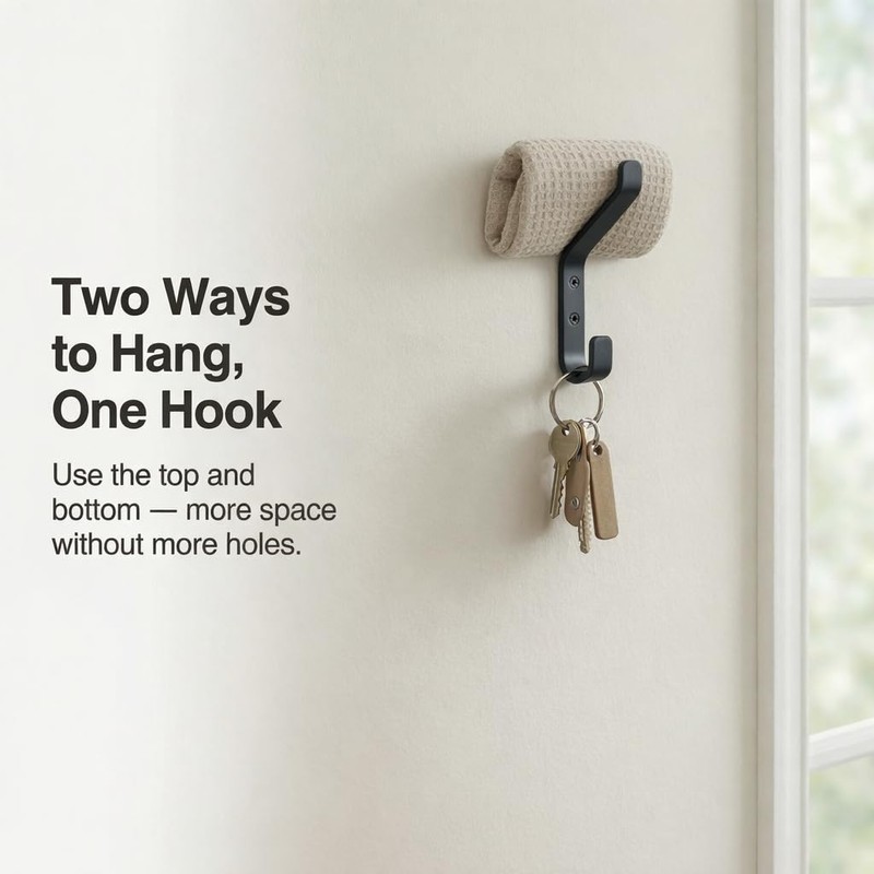 Kysren Black Coat Hooks Wall Mounted - Decorative Aluminum Hooks