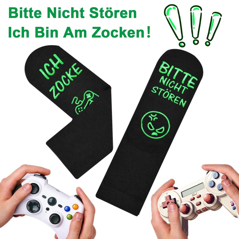 Funny Socks with Saying Bitte Nicht Stören Ich Game, Gaming
