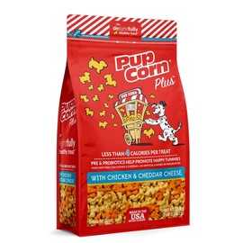 Pop Corn Plus Dog Treats with Chicken and Cheddar Cheese, 4 Ounces, Made in The USA