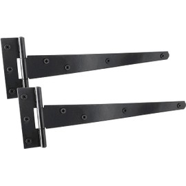IRONTITE® 1 Pair Black T Hinges 250mm (10”), Gate Hinges for Wooden Gates Or Garden Shed Hinges, These Garden Gate Hinges are Black Coated for Lasting Weather Protection.