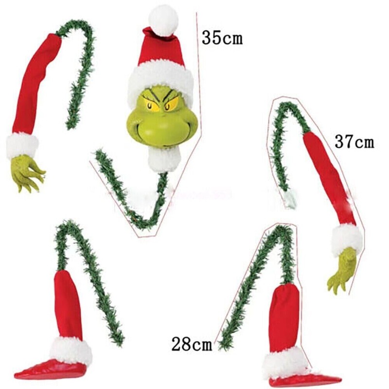 Grinch Arm, Leg, Head Ornament Holders, Christmas Tree Decorations, Set