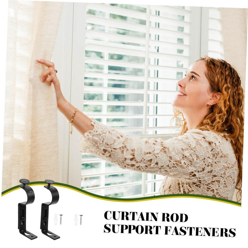 Operitacx 2-Pack Adjustable Curtain Rod Brackets Heavy Duty Wall-Mounted Support