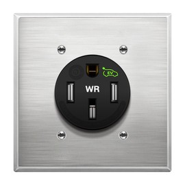 LIDER Extra Heavy Duty Weather-Resistant Flush Receptacle, Electric Vehicle Charging, EV Charger, 3-Pole, 4-Wire, 2.46" Diameter, NEMA 14-50R, 50 Amp, 125/250VAC, UL Listed, Black, New Version