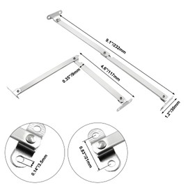 Aracombie 2 Packs Lid Support Hinge Soft Close, Rotatable Folding Lid Stay Hinge Heavy Duty,Stainless Steel Lid Support Bracket for Drop Front Desk Cupboard Cabinet