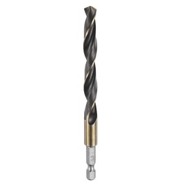 sourcing map 1/4" Hex Shank Twist Drill Bits 9.5mm Gold Titanium & Black Nitride Coated 4341 High Speed Steel Quick Change Hex Drilling Bit Jobber Drill Bits for Wood Plastic Metal