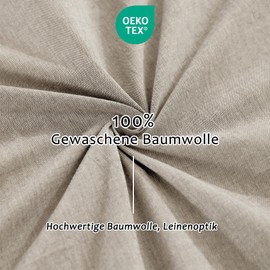 TOCOMOA Cushion Cover 40 x 80 cm, Set of 2 - 100% Washed Cotton Cushion Covers, Oeko-Tex Certified, Linen Look and Breathable Cushion Cover, Beige Pillowcase with Zip