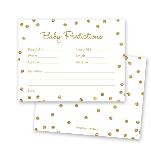 MyExpression.com 48 Cnt Gold Glitter Graphic Dots Baby Prediction Cards - White