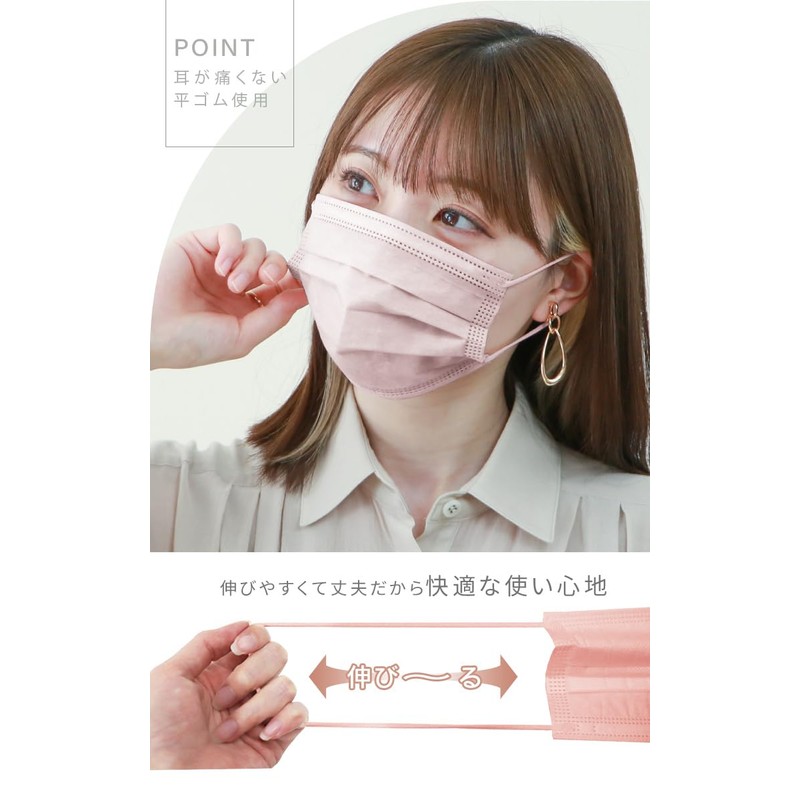 [ウェイウェイ貿易] WEIMALL プリーツマスク 30枚 カラーマスク 約17.5cm×9.5cm ふつうサイズ バイカラー 10枚ずつ個包装 耳が痛くならない