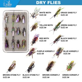 Fly Fishing Flies Realistic Dry Wet Nymph Trout Flies Hand Tie Lures Kits 12/26/48 Pcs (5-Moth kit 12pcs)