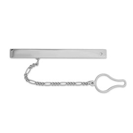 Sonia Jewels Sterling Silver with CZ Cubic Zirconia Tie Clip (6mm x 59mm)