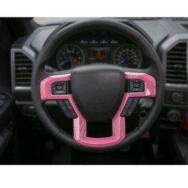 Keptrim for F-150 ABS Pink Steering Wheel Cover Trim for 2015-2020 Ford F150, for 2017-2020 F250 F350, for 2018-2021 Ford Expedition