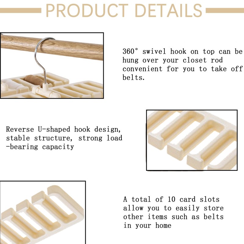 Pack of 2 Belt Storage with 10 Slots, Tie Holder,