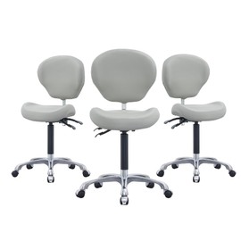 MWOSEN Height Adjustable Rolling Stools Drafting Chair with Backrest,Work from Home,Studio,Dental,Office Work at a Desk,Salon,Art Studio, Tattoo,Garage, Kitchen, Counter, (Grey)