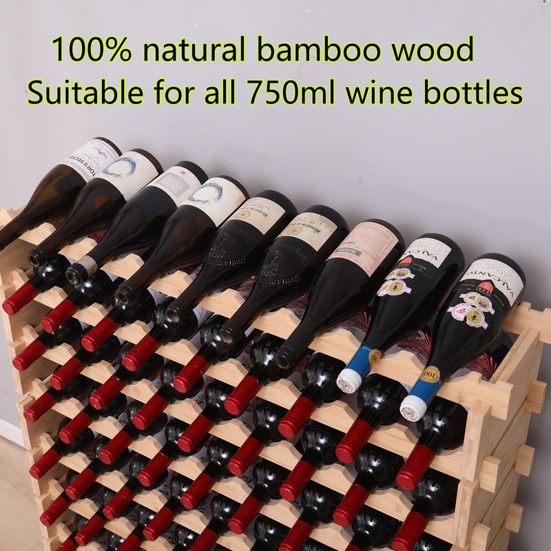 FDHUIJIA 72 Bottle Stackable Storage Modular Wine Rack Cabinet Bamboo