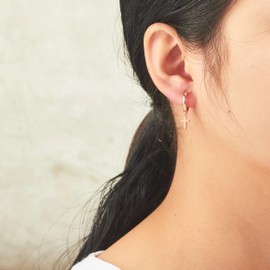 Philip Jones Rose Gold Plated Cross Charm Hoop Earrings