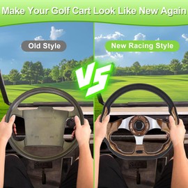 Golf Cart Steering Wheel for EZGO TXT/RXV/Marathon, Club Car DS/Precedent/Onward/Tempo and Yamaha G2-G29 Drive Racing D-Shape Comfortable Grip Ergonomic Design(D Wood Grain)