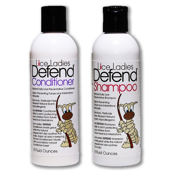 Kids Lice Prevention Shampoo & Conditioner by Lice Ladies - Daily Use Kids Lice Prevention | Prevents Lice, Super Lice & Nits |100% Natural and Non-Toxic | Used by Lice Professionals | 2-Pack of 8oz