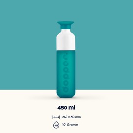 Dopper Original Tidal Teal Drinking Bottle, 450 ml, BPA-Free Bottle, Leak-Proof, Reusable, Slim, Lightweight, Water Bottle for Sports, Fitness, School, Outdoor & Office