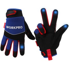 WORKPRO Safety Work Gloves, Mechanic Working Gloves for Men Women, Touch Screen, Terry Fabric, Non-Slip (XL, Blue Black)