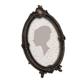 Sunlit Oval Vintage Picture Frame, 5 x 7 Inches, Antique Photo Frame with Glass Front, Table Top for Hanging, Dark Walnut