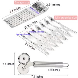 MTOMDY 7 Wheel Pastry Cutter Pizza Cutter with Stainless Steel Double Cutter Multi-Round Pastry Knife,Pasta Making Tool with Adjustable Dough Cutter,For Brownie, Noodle Cutter, Pie Lettuce