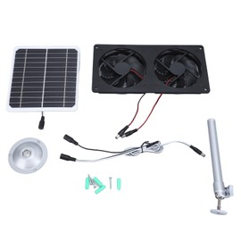 20W Solar Panel Solar Powered Dual Exhaust Fan Kit for Chicken Coops Greenhouses Sheds Pet Houses Waterproof
