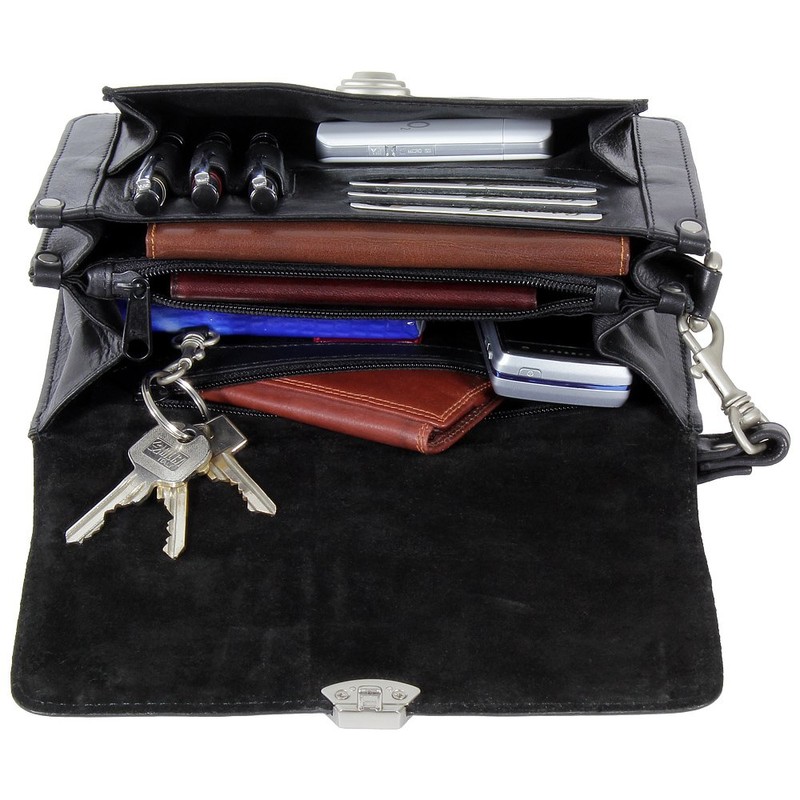 Ledershop24 Branco business men's handbag jointed man's Pocket bag black