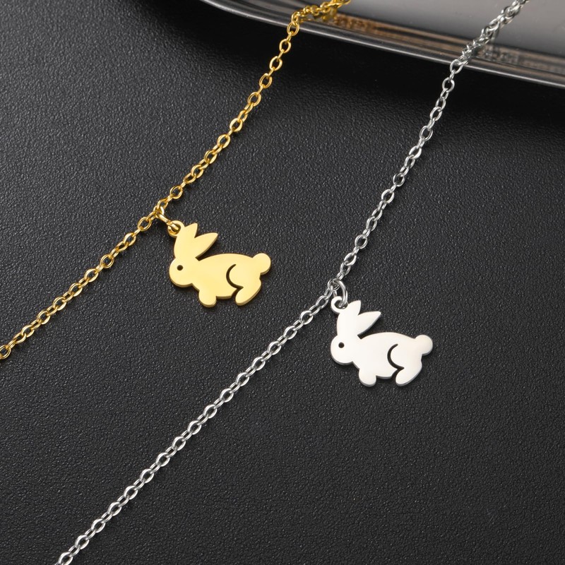 TEAMER Adjustable Dainty Cute Rabbit Bracelet Stainless Steel Bunny Jump