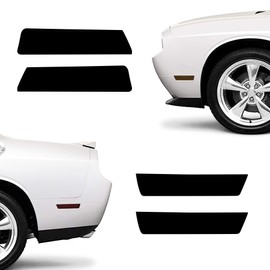 NDRUSH Blackout Side Marker Lights Vinyl Tint Film Precut Overlay Front Rear Sidemarker Wrap Cover Compatible with 2008-2014 Dodge Challenger