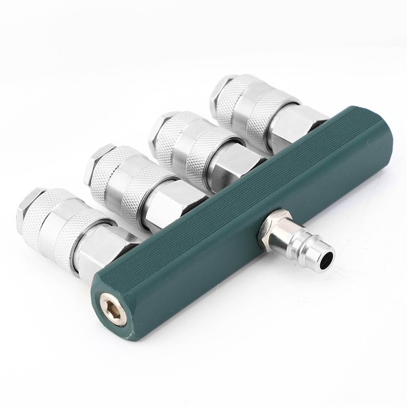 4 Way Air Hose Splitter, T 5 Port Quick Connect