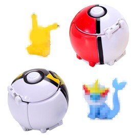 SWRCEYJH 2 Toy Balls with Mini Figures, Balls for Throwing for Children, Cartoon Ball, Throw Ball, Anime Throwing Game Ball, Mini Action Figures Set for Children Toy (Random Dolls)