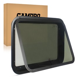 GAMPRO Emergency Exit window 30” W*22” H Tinted RV Window Camper Windows Replacement Vertical Slide RV Pull out window with Net Screen and Trim Ring