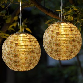 Lanterns Solar Outdoor, Pack of 2 25 cm Solar Lights for Outdoor, Lanterns, Solar Lights for Outdoor Hanging, Waterproof for Garden, Wedding, Church, Party Decoration - Warm Light