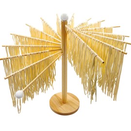 Daily Treasures Wooden Pasta Drying Rack with 16 Bars(30cm),Large Capacity Noodle Dryer Stand for Spaghetti Tagliatelle,Easy to Transfer for Drying Pasta and Cooking,Wood Pasta Tools for Home Use