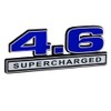 4.6 Liter Engine Supercharged Emblem - Blue & Chrome