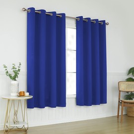 KEQIAOSUOCAI 63 Inch Length Royal Blue Blackout Curtains for Bedroom - Room Darkening Thermal Insulated Solid Grommet Window Drapes for Boys Room, 52 x 63 Inch, 2 Panels