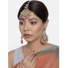Aheli Indian Wedding Kundan Pearl Maang Tikka con pendiente Set