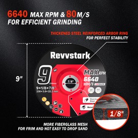 Revvstark 10 Pack Grinding Wheels 9 Inch, Grinder Wheel for General Purpose Metal & Stainless Steel, Aluminum Oxide Grinding Disc 9 in for Angle Grinder, Depressed Center 9" * 1/8" * 7/8"