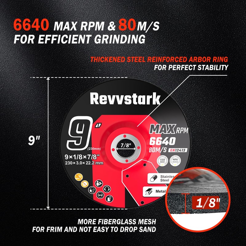 Revvstark 10 Pack Grinding Wheels 9 Inch, Grinder Wheel for