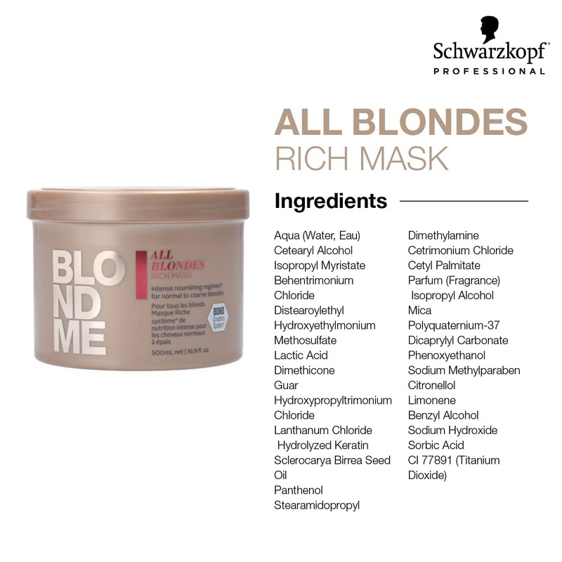 Schwarzkopf blonde keratin restore all blondes rich mask, 500 ml