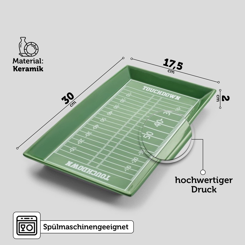 40YARDS American Football Playing Field Plate, Serving Plate Made of