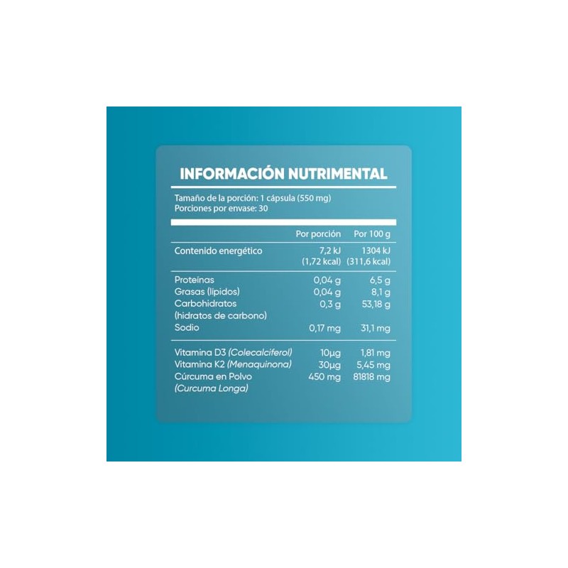 Vitamina D3 K2 30 Cápsulas de 550mg | Combinación Óptima