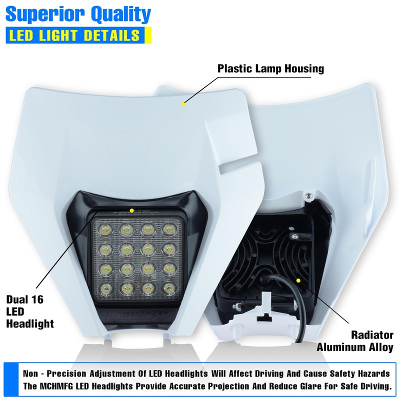 MCHMFG Dirt Bike Headlight,LED Enduro Pit Bike Light Kit Universal